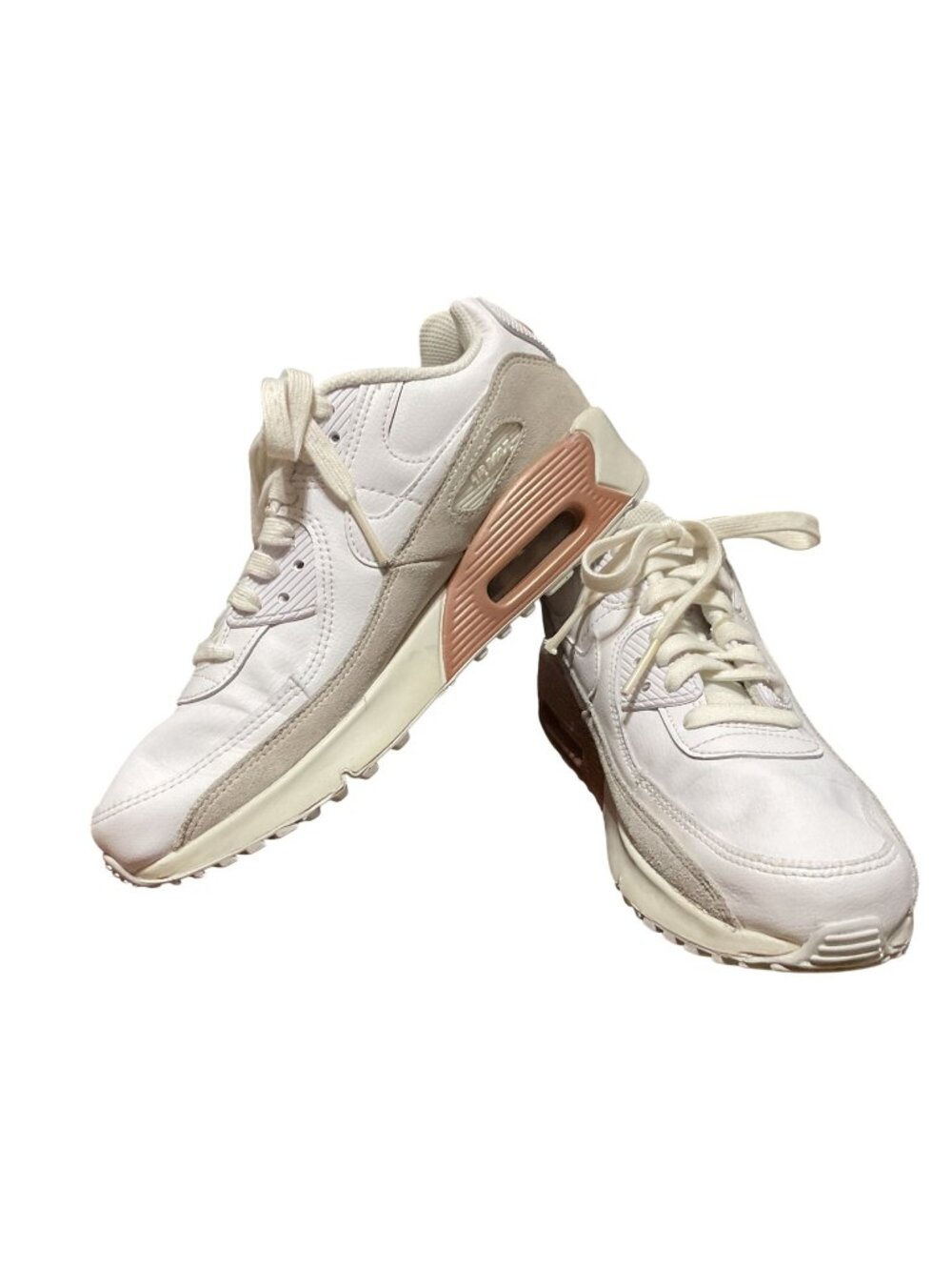 Nike Air Max 90 LTR GS White Rose Gold Beige Size 7 CD6864-117 Athletic Womens